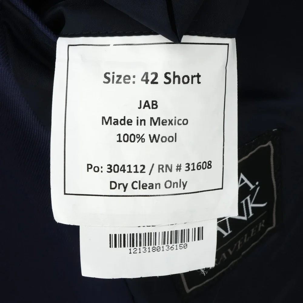 Jos A Bank Traveler Sport Coat Mens 42S Blue Wool Lined Blazer Jacket Preppy